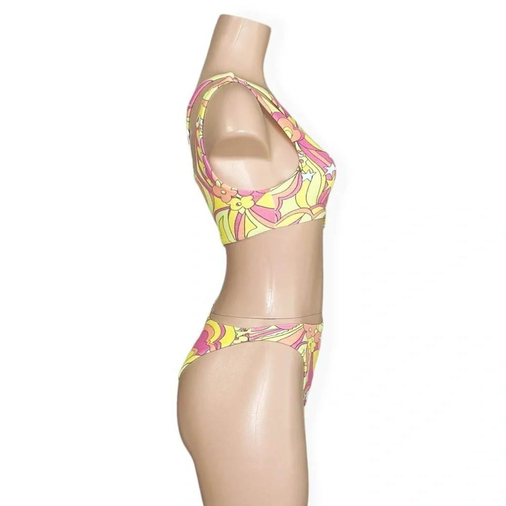 NEW FRANKIES BIKINIS Makie Terry One Piece Swim, Peace Terry, XS